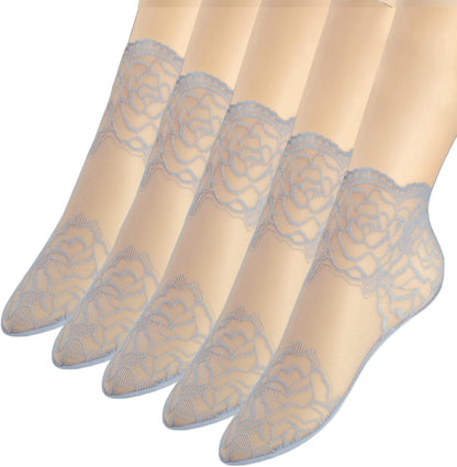 Lace Ankle Socks for Women - 5Pairs Ruffle Socks Women - Fishnet Ankle Women Socks