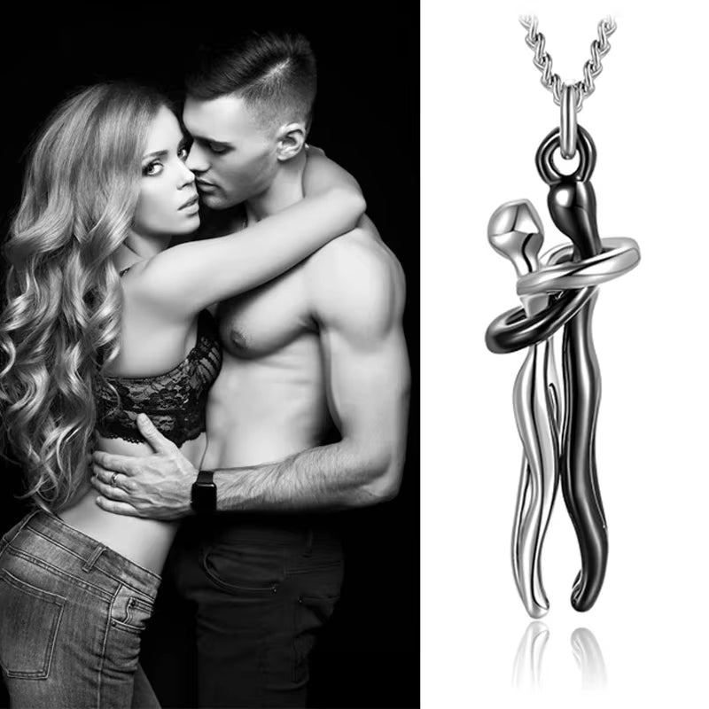 Hip-Hop Hug Necklace – Bold & Stylish Couple’s Pendant for Lovers