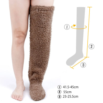 Thigh High Socks over Knee Fuzzy Socks Boot Socks Stocking Legging Stocking Plush Leg Warmers for Office Living Room Women Kids