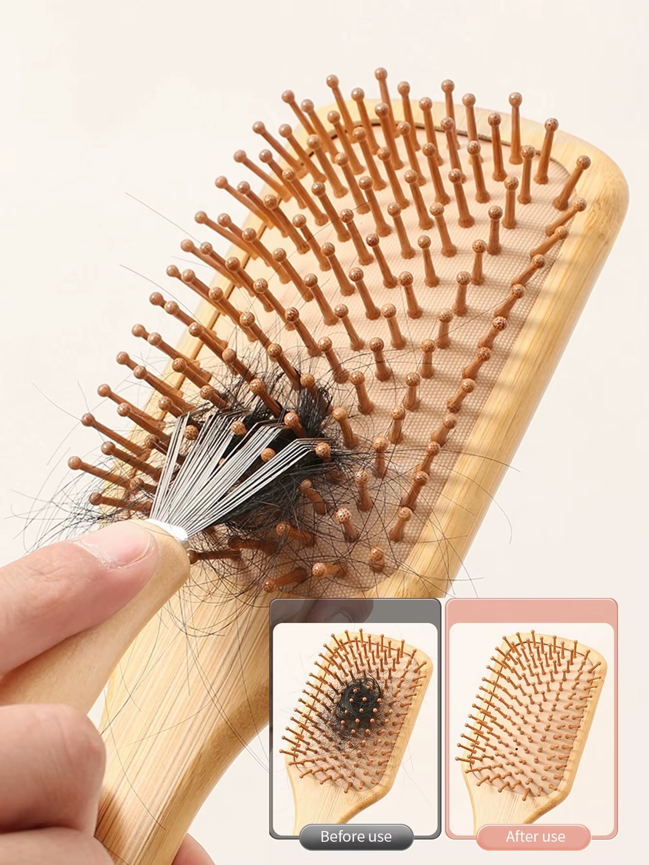 Hair Brush Cleaner Tool Cleaning Tool Comb Cleaner Hair Brush Cleaner Comb Brushes Wooden Handle for Home and Salon Use