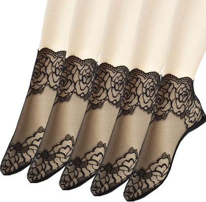 Lace Ankle Socks for Women - 5Pairs Ruffle Socks Women - Fishnet Ankle Women Socks