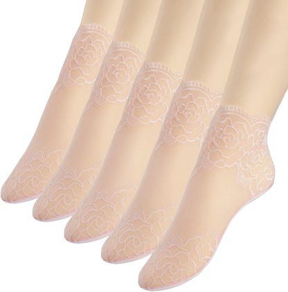 Lace Ankle Socks for Women - 5Pairs Ruffle Socks Women - Fishnet Ankle Women Socks