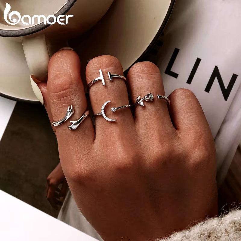 925 Sterling Silver Hug Warmth and Love Hand Adjustable Ring for Women Party Jewelry, His Big Loving Hugs Ring 3 Colors